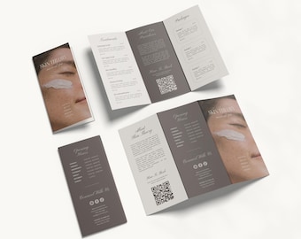 Plantilla de folleto tríptico de Medspa para esteticista / Folleto de lista de precios de salón de belleza / Plantilla de folleto de menú de spa