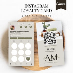 Schönheit Treuekarte | Instagram Visitenkarte | Graue Instagram Karte | Kosmetikerin Wellness Treuekarte | Loyalität Visitenkarte Vorlage