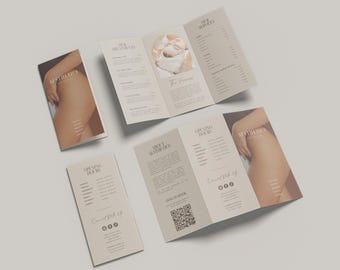 Esthetician Beauty Trifold Brochure Template | Beauty Salon Price List Flyer