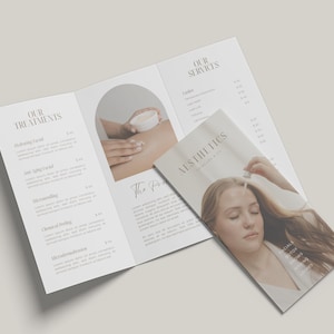 Esthetician Trifold Brochure | Medspa Skincare Beauty Brochure Template | Beauty Salon Price List | Beauty Esthetician Flyer Template
