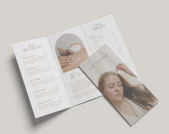 Esthetician Trifold Brochure Template: Medspa Beauty Salon Brochure Price List Flyer