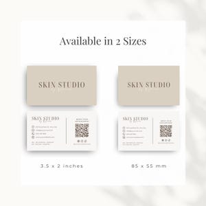 The med spa business card is available in two different sizes: 3.5 x 2 inches and 85 x 55 mm.