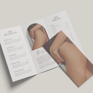 Esthetician Trifold Brochure | Medspa Skincare Beauty Brochure Template | Beauty Salon Price List | Beauty Esthetician Flyer Template
