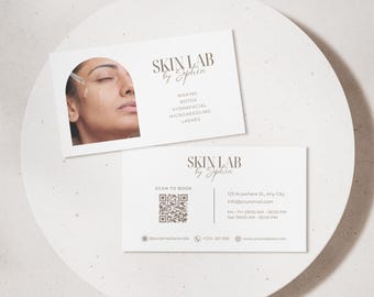 Esthetician Business Card Template: Skincare Med Spa Beauty Salon Branding (Editable Canva)