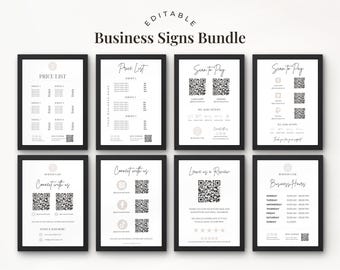 Business Signs Bundle: Price List, Scan to Pay, QR Code Sign Templates (Digital Download)