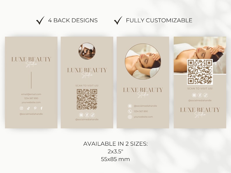 The loyalty card template comes with 4 different back designs.