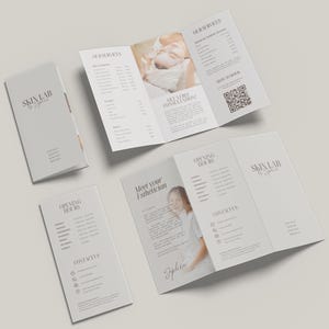 Esthetician Trifold Brochure | Medspa Skincare Beauty Brochure Template | Beauty Salon Price List | Beauty Esthetician Flyer Template