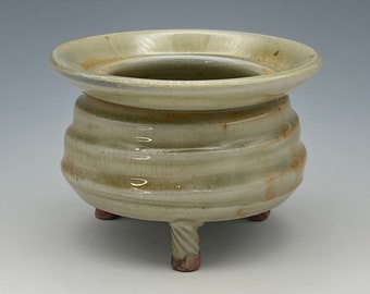 Incense Censer, wood-fired stoneware w/ celadon and natural ash glazes