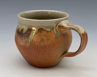 Mug (8 oz), wood-fired stoneware w/ celadon and natural ash glazes