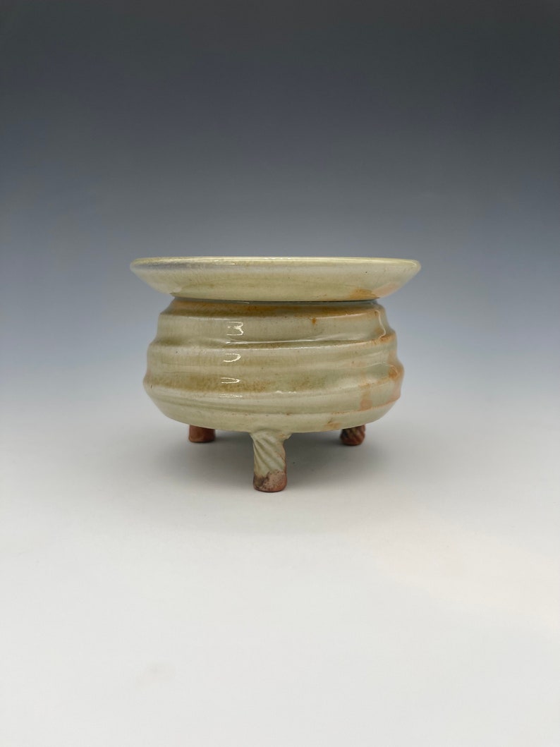 Incense Censer, wood-fired stoneware w/ celadon and natural ash glazes image 6