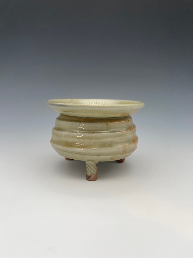 Incense Censer, wood-fired stoneware w/ celadon and natural ash glazes image 8