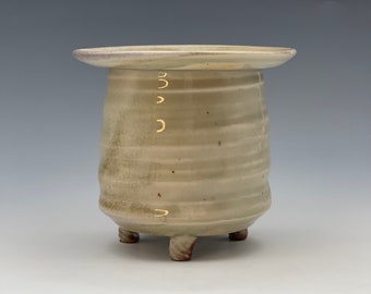 Incense Censer, wood-fired stoneware w/ celadon and natural ash glazes