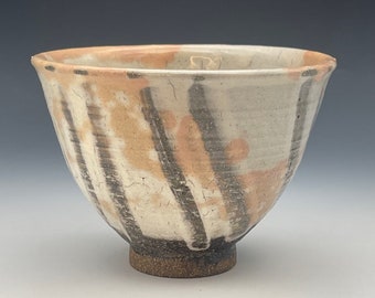 Chawan, reduction fired stoneware with fawn spotting glaze