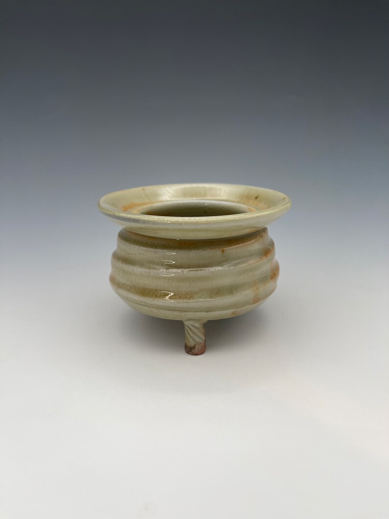 Incense Censer, wood-fired stoneware w/ celadon and natural ash glazes image 9