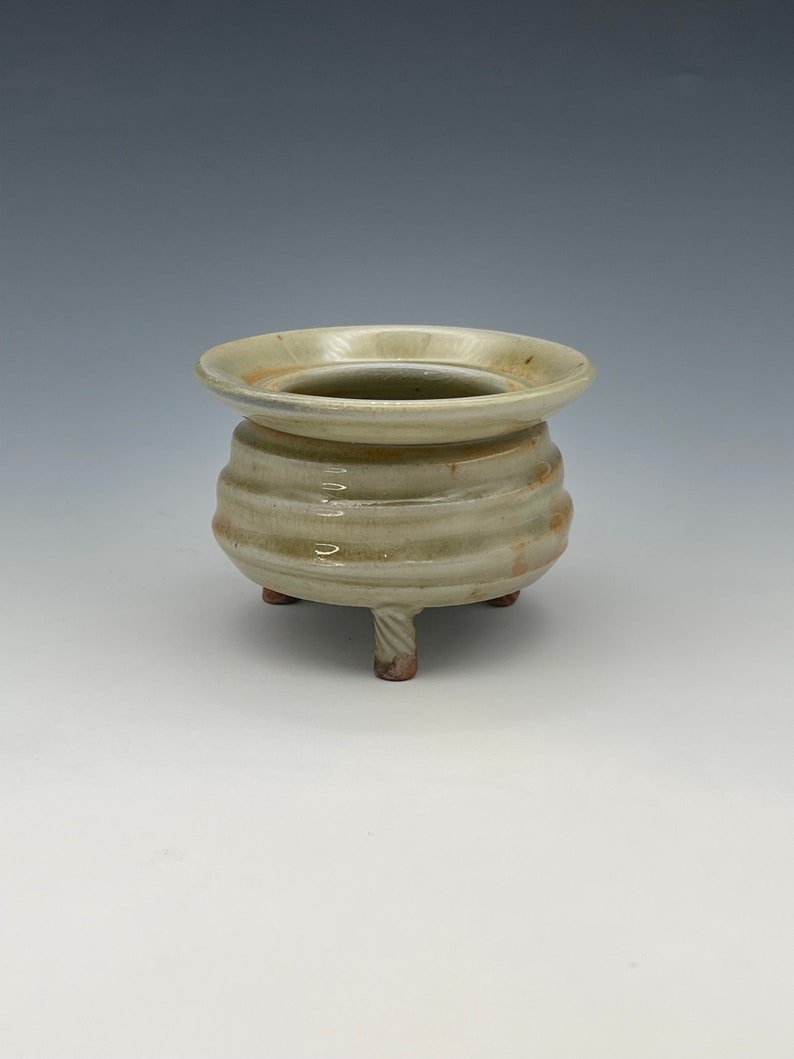 Incense Censer, wood-fired stoneware w/ celadon and natural ash glazes image 1