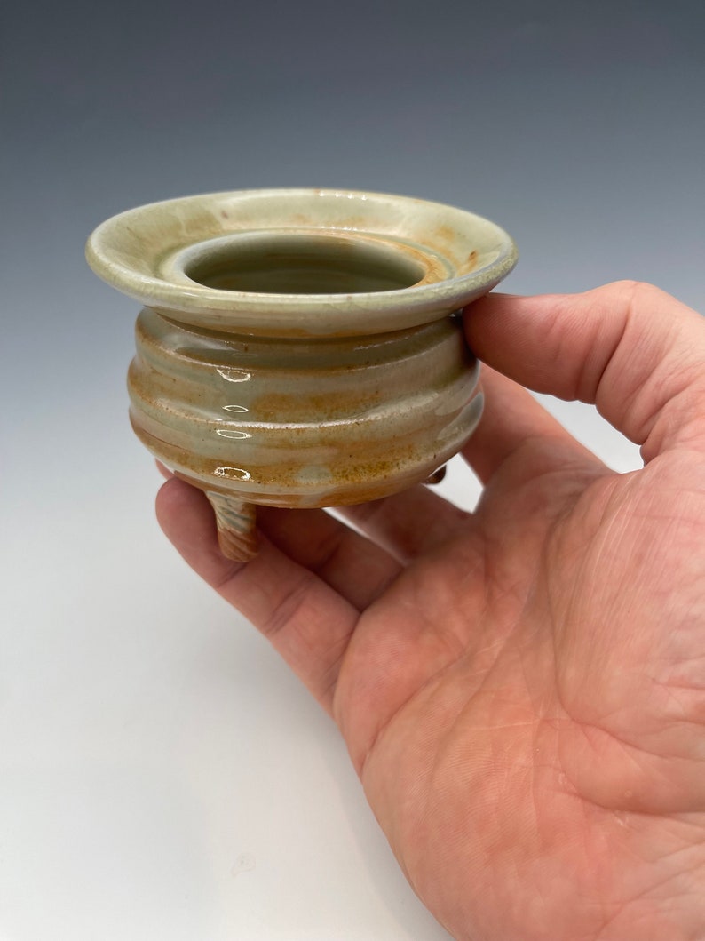 Incense Censer, wood-fired stoneware w/ celadon and natural ash glazes image 5