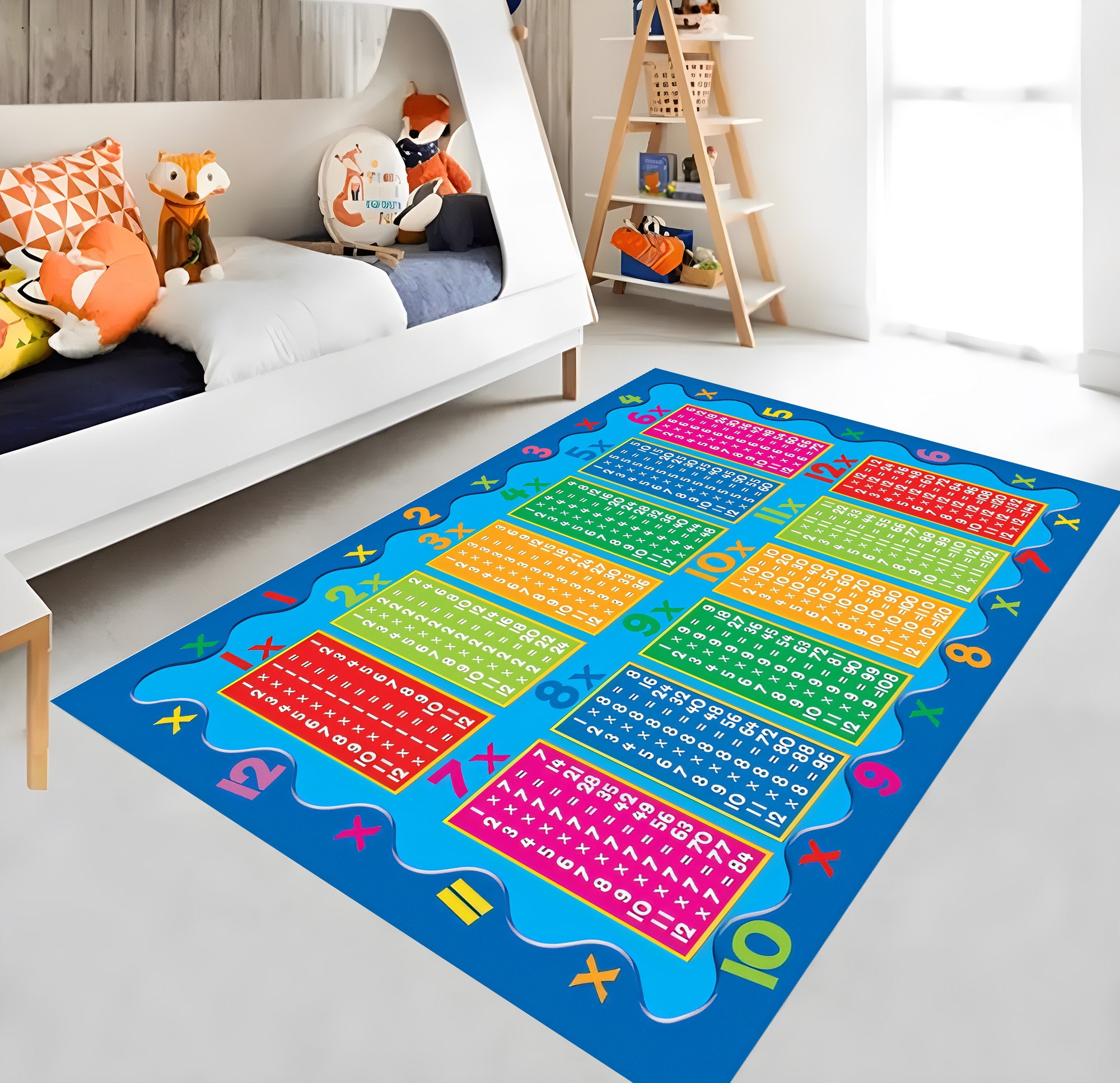 Multiplication Table Rug: Colorful Kids Room Decor, Math Learning - Etsy