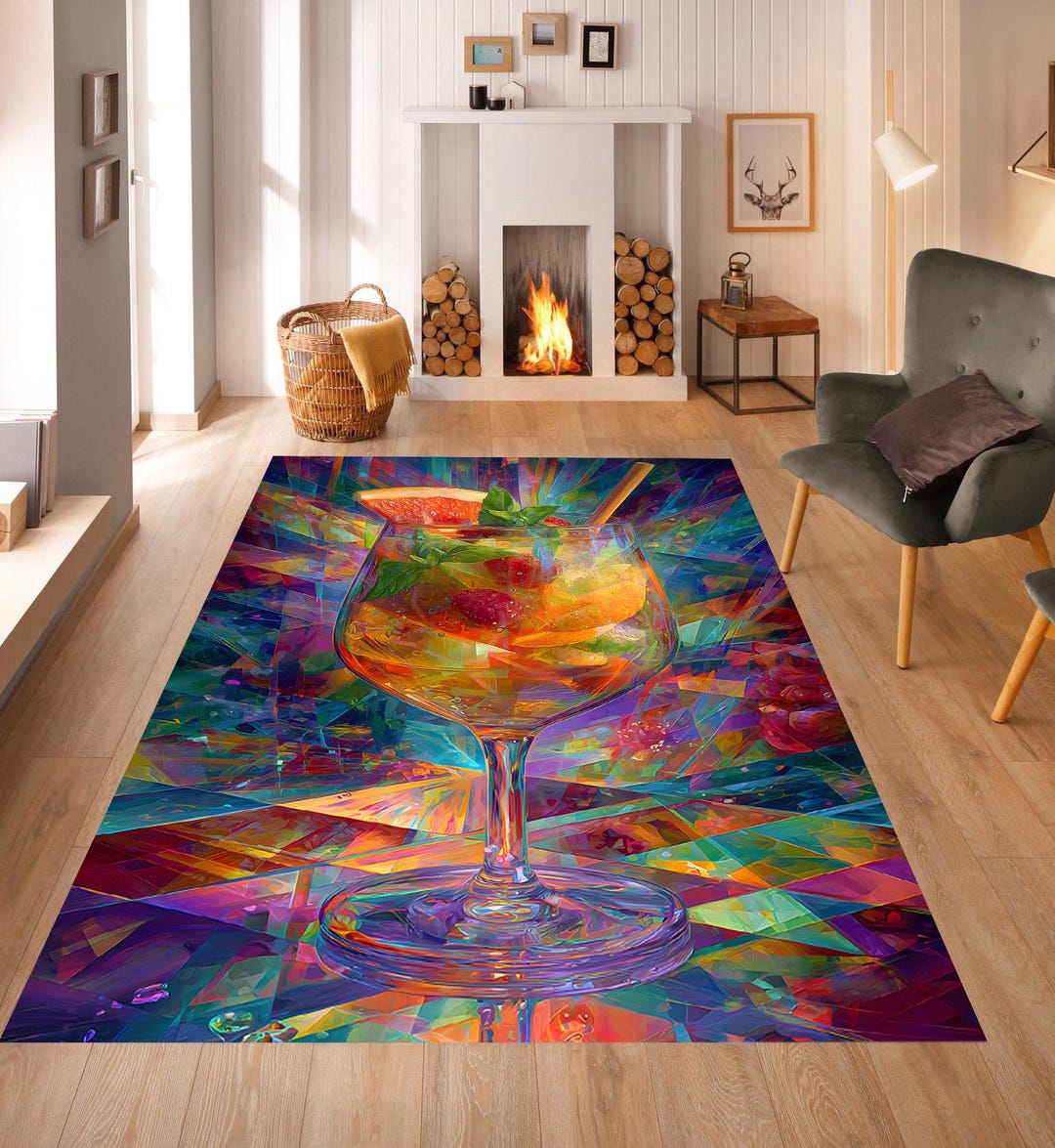 Colorful Cocktail Rug, Modern Bar Decor, Living Room Accent - Etsy