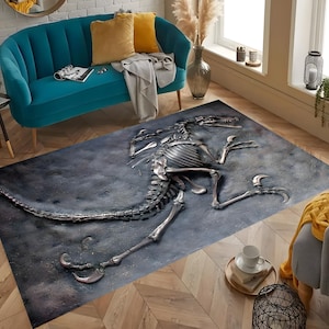 3D Dinosaur Fossil Rug: Kids Game Room Decor