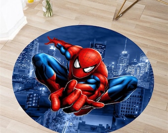 Round Rug, Amazing Spiderman, Round Spiderman, Blue Color Rug, Superhero Rug, Kids Room, Birthday Gift, Gift For Him Her, Personalized Gift
