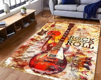 Rock and Roll Guitar Rug: Modern Music Room Decor