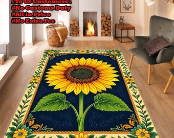 Sunflower Sunshine – Retro Rug - Etsy