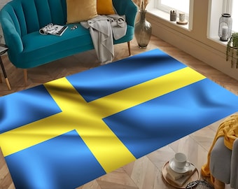 Sweden Flag Rug: Decorative Living Room Art