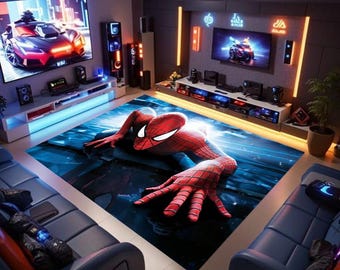 Spiderman Rug, Amazing Spiderman, Cool Spiderman, 3D Spiderman Rug, Boys Room Decor, Kids Room, Birthday Gift, Gift For Him, Room Decor Rug