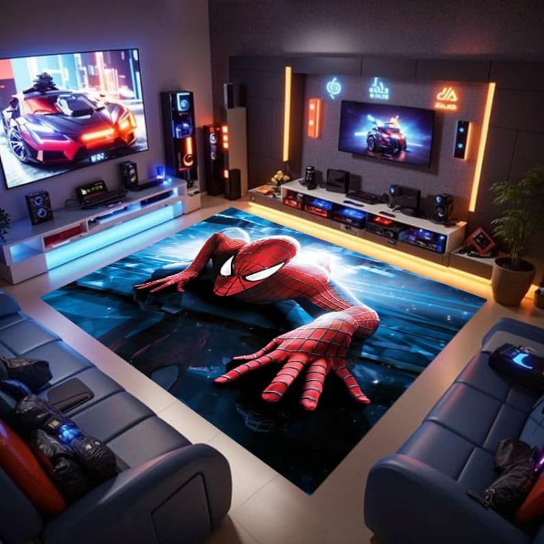 3D Spiderman Rug, Kids Room Decor, Gift for Him - Etsy