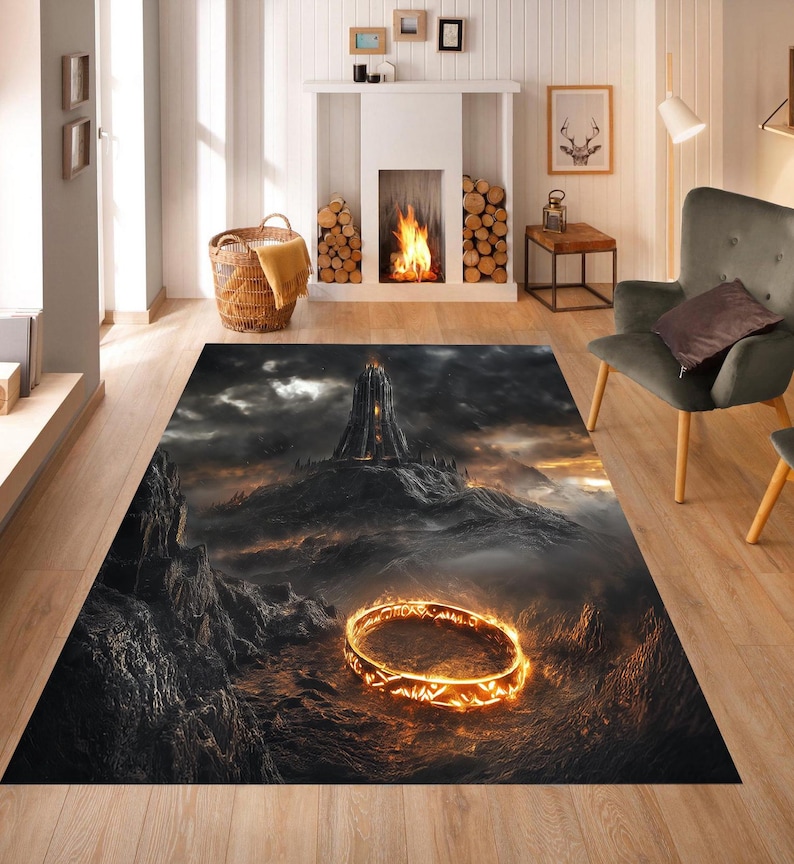 Lord of the Rings Rug: Mordor Flame Ring, Movie Room Decor - Etsy Australia