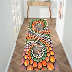 3D Stone Art Runner Rug: Colorful Modern Kitchen Mat