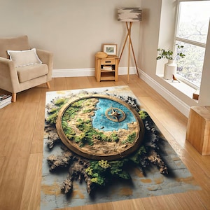3D-Karte Teppich, Kompass Teppich, Moderner Teppich, Cooler Teppich, Büro Dekor Teppich, Wohn Dekor, Geschenk für Ihn Sie, personalisiertes Geschenk