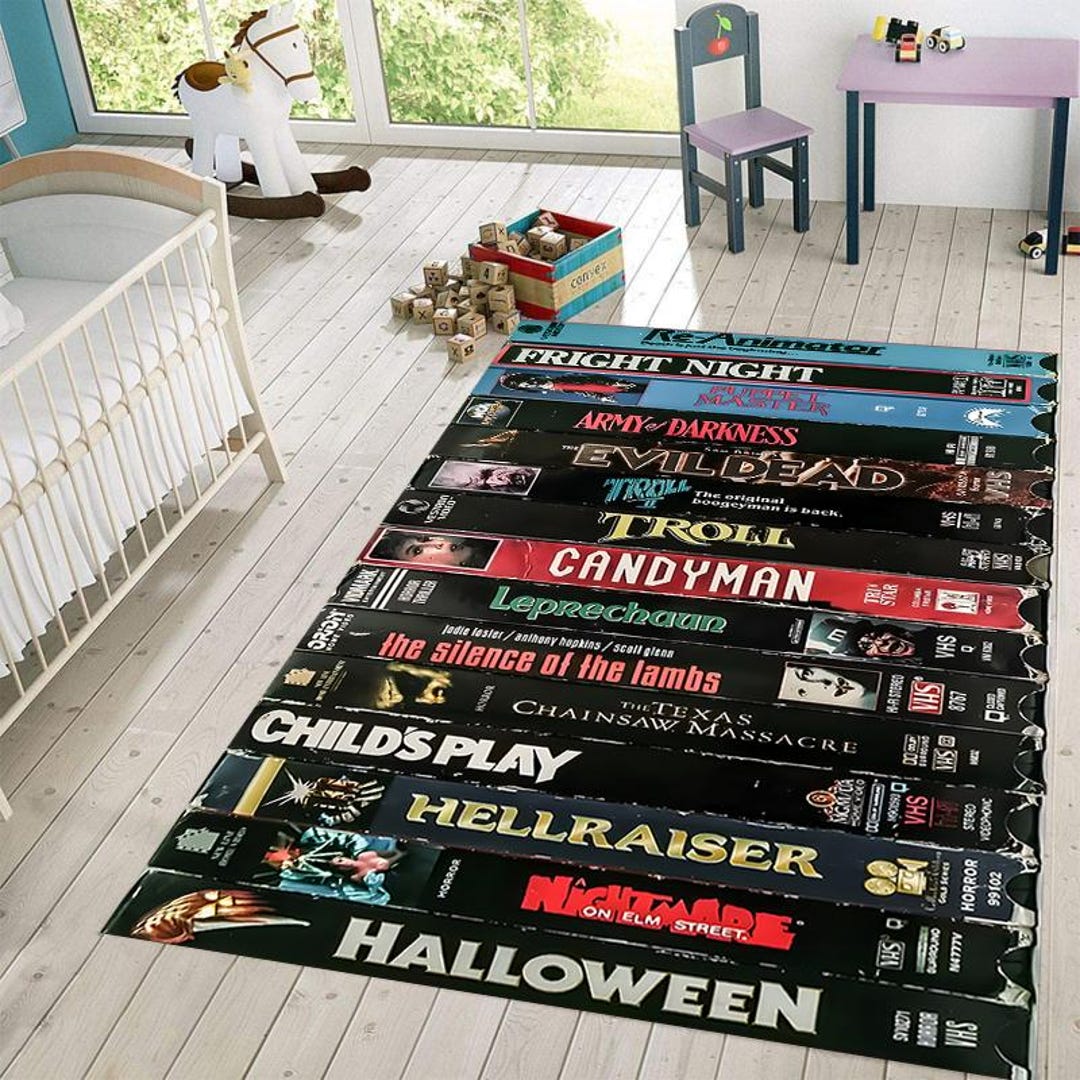 Horror Sticker Rug Horror Movie VHS Rug: Nostalgic Cinema Room Decor - Etsy