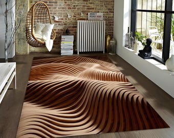3D Wave Illusion Rug: Modern Home Decor