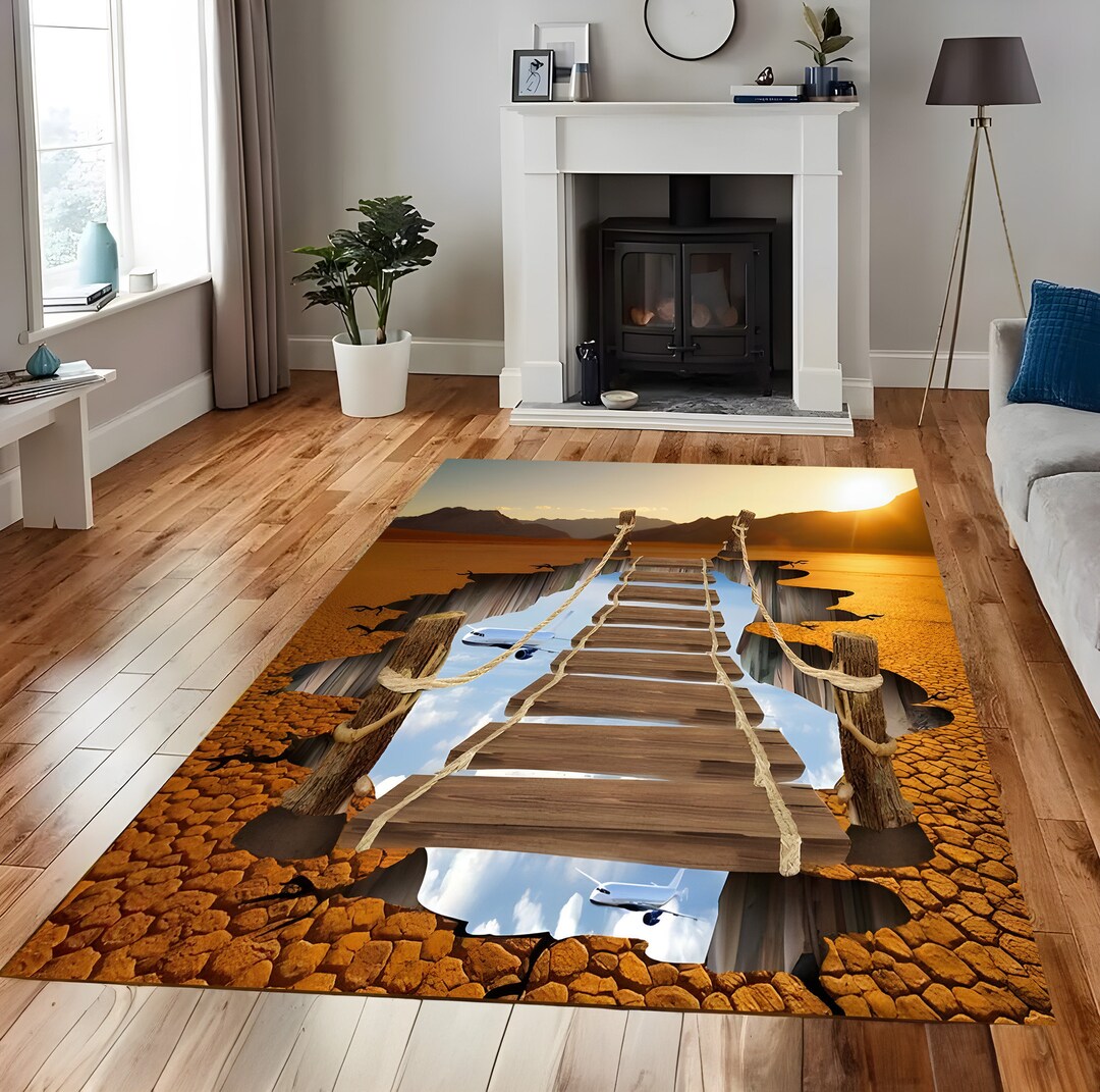3D Cracked Soil Rug: Arid Landscape, Plane Illusion - Etsy