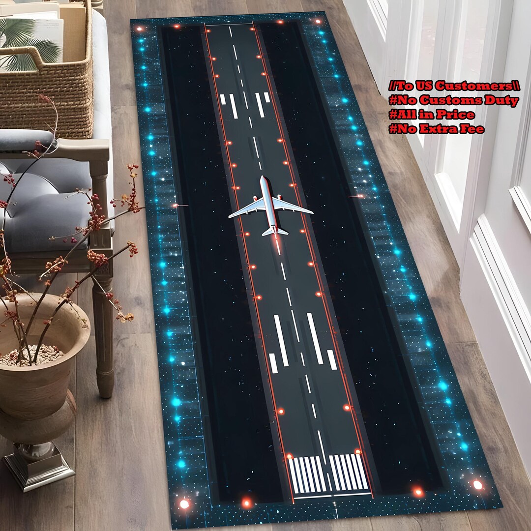 Flight Line Rug Airplane Runway Runner Rug, Kids Room Aviation Decor - Etsy