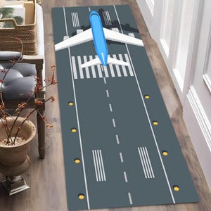 3D Airplane Runway Rug: Aviation Airport Decor, Kids Room