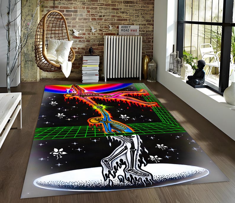 Astral Rug Pattern Astral Travel Rug: Psychedelic Hippie Art, Modern Space Rug - Etsy