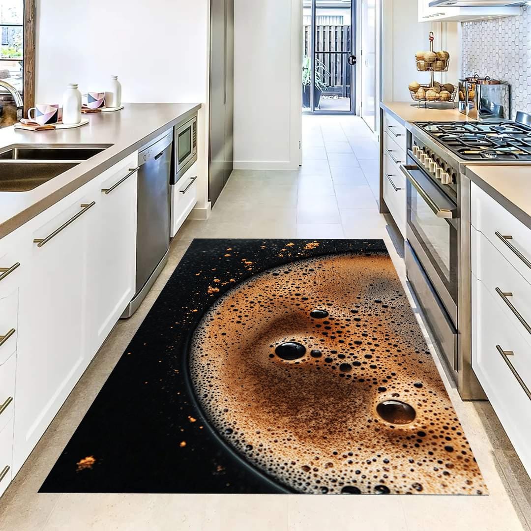 3D Coffee Rug, Coffee Foam Rug, Coffee Themed Rug, Coffee Lovers, Gift For Him Her, Kitchen Decor, Office Rug, Home Decor, Modern Area Rug