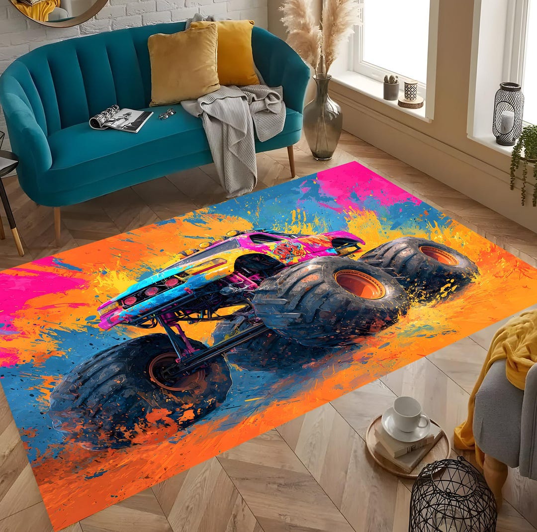 Monster Jam Rug Monster Truck Kids Rug, Race Car Play Mat, Boys Room Decor - Etsy