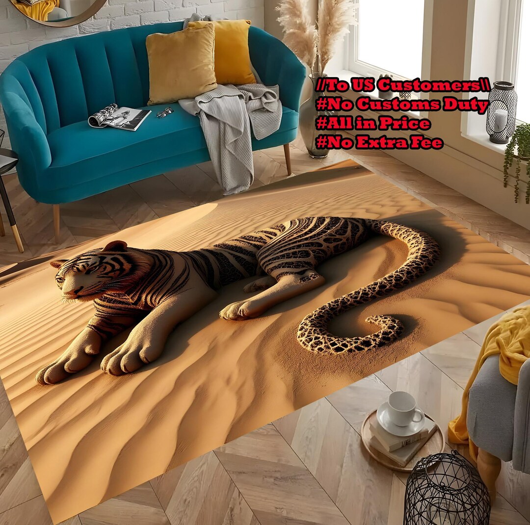 3D Tiger Rug, Realistic Animal Theme, Living Room Decor - Etsy