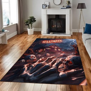 3D Rug, Halloween Rug, Halloween Decor, Halloween Concept, Halloween Text Rug, Skull Rug, Horror Rug, Witch Rug, Gift For Him Her,Home Decor