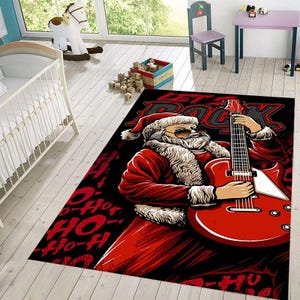 Tappeto Natalizio 3D Con Babbo Natale - Trapuntato, Decorativo Per Soggiorno, Antiscivolo, Poliestere