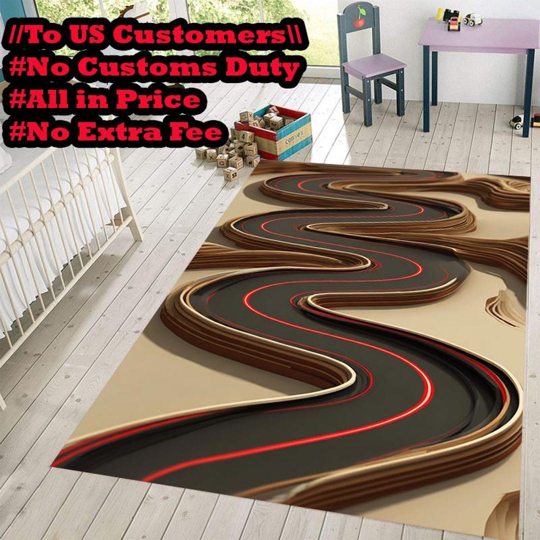Kid Racetrack Rug 3D Racetrack Rug: Kids Car Play Mat, Boy Room Decor - Etsy