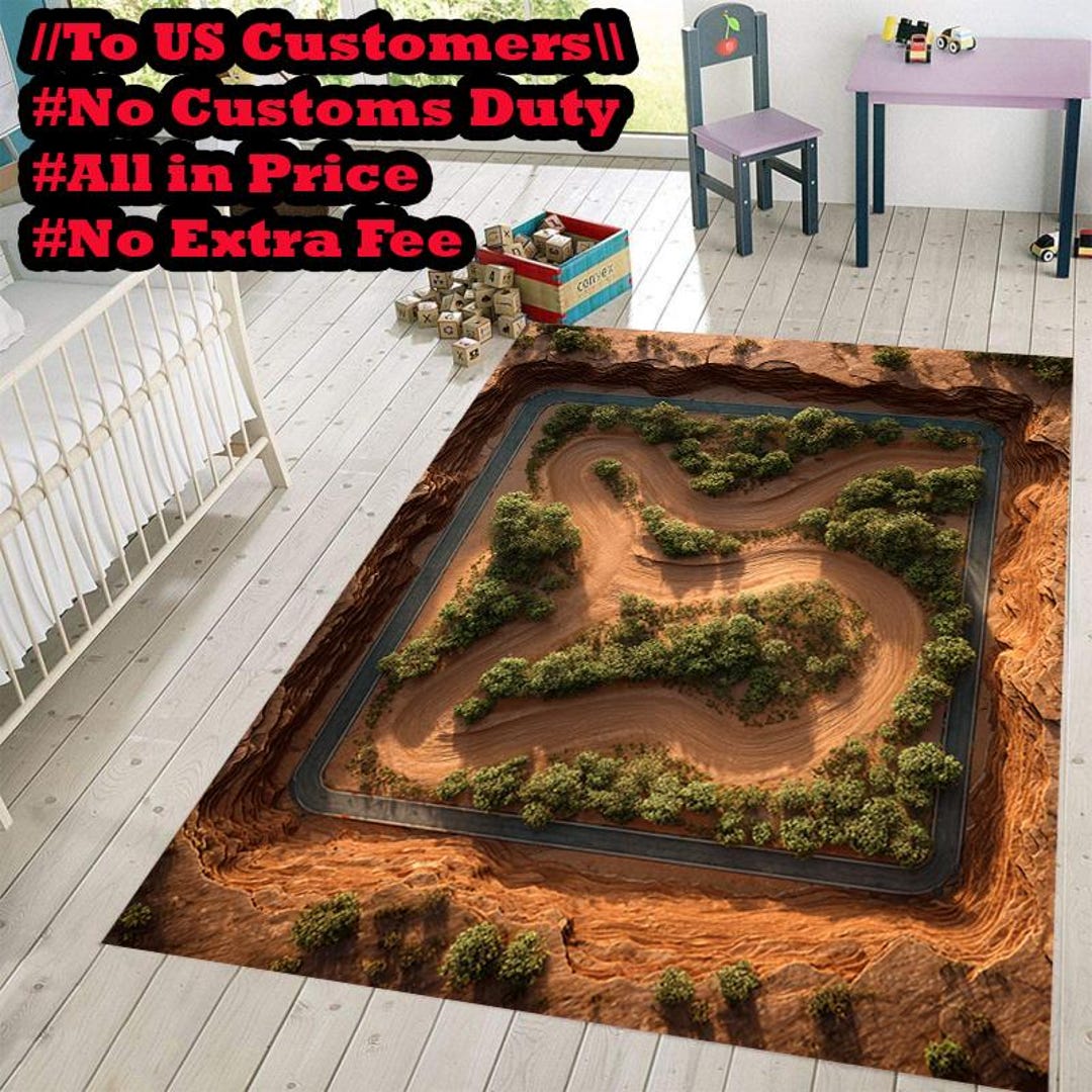 3D Racetrack Rug: Kids Car Play Mat, Boy Room Decor - Etsy