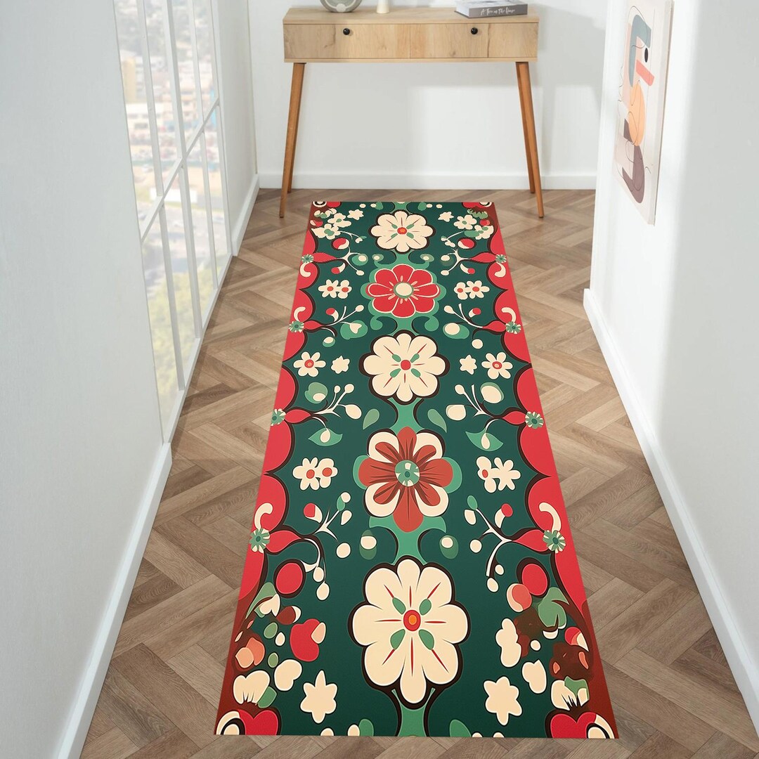 Runner Rug, 70s Pattern Rug, 70s Retro Pattern, Mid Century Rug, Modern ...