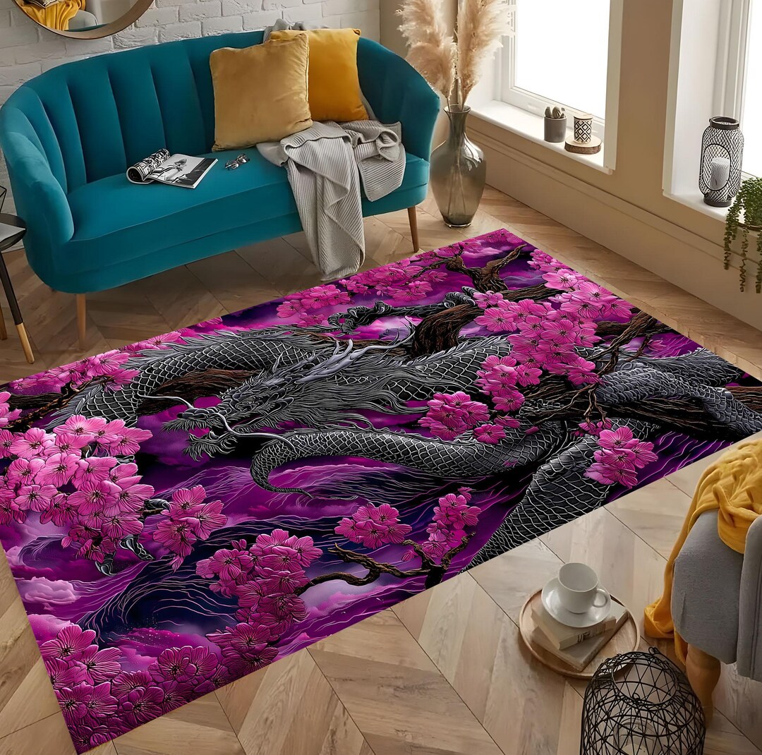 中国の神話上のドラゴンカーペット 3Dプリント リビングルーム ベッドルーム 廊下 装飾的な玄関マット New Chinese Round Area Rug，Large Area Floor Rug，Washable Sofa