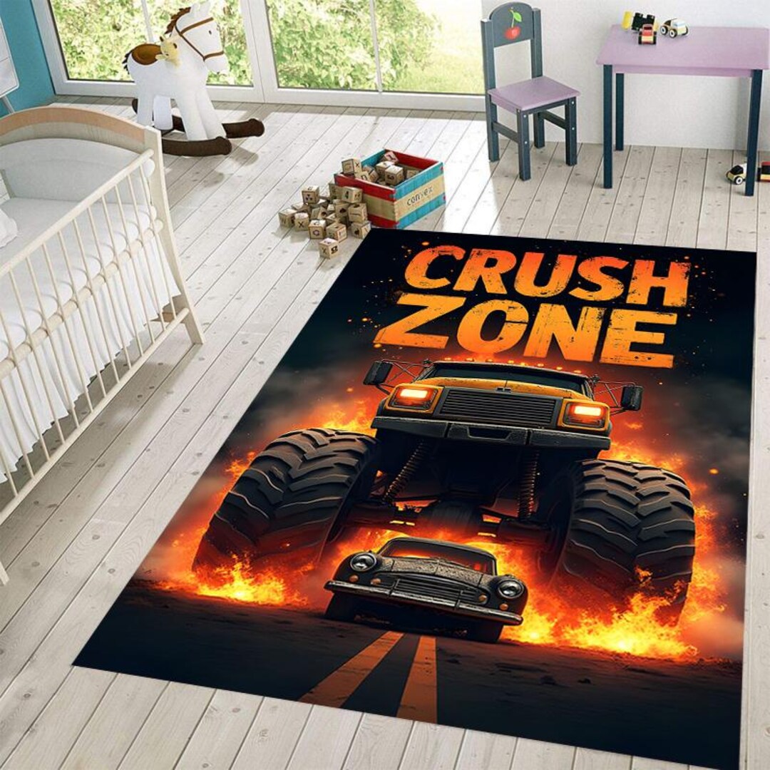 Monster Jam Rug Monster Truck Kids Rug, Race Car Playroom Decor - Etsy