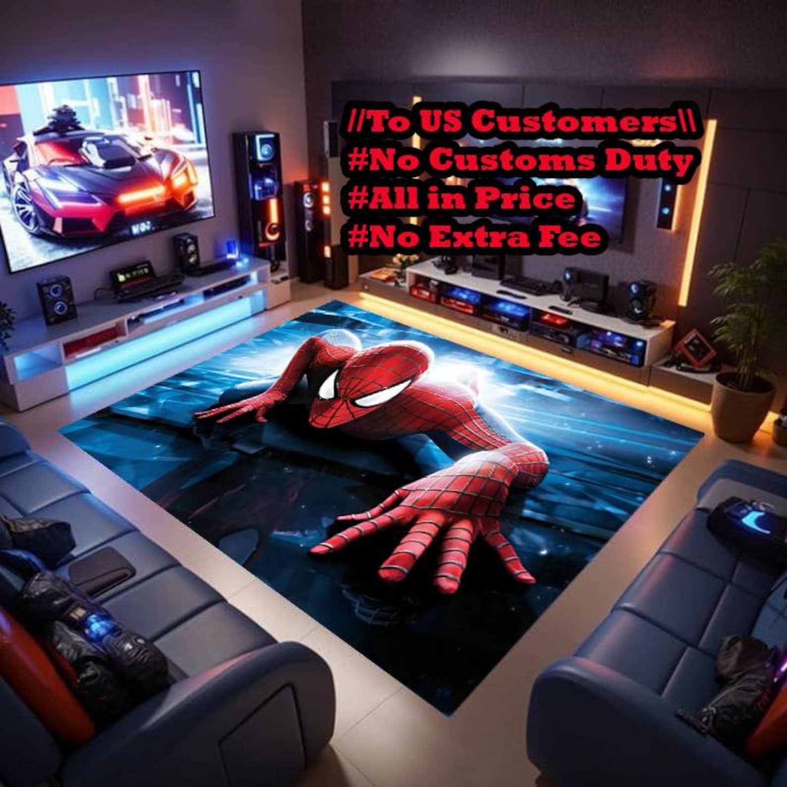 3D Spiderman Rug, Kids Room Decor, Gift for Him - Etsy