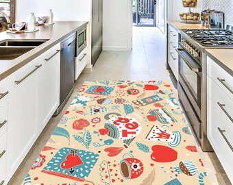 Kitchen Rug, Kitchen Decor Rug, Tea Rug, Coffee Rug, Cake Rug, Cupcake, Heart Rug, Cute Kitchen Rug, Home Decor, Housewarming Gift, Gift Rug